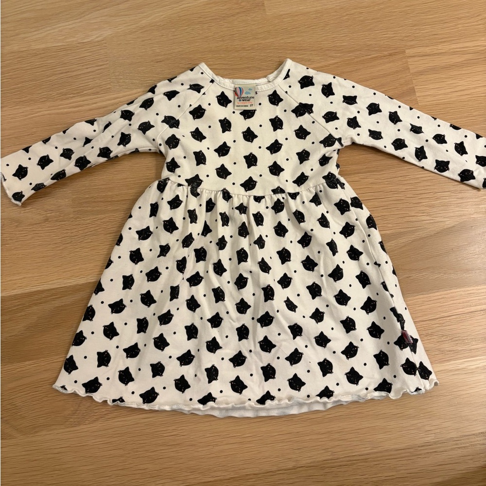 🐱 Adventure Wear Black Cat Print Dress (2T)